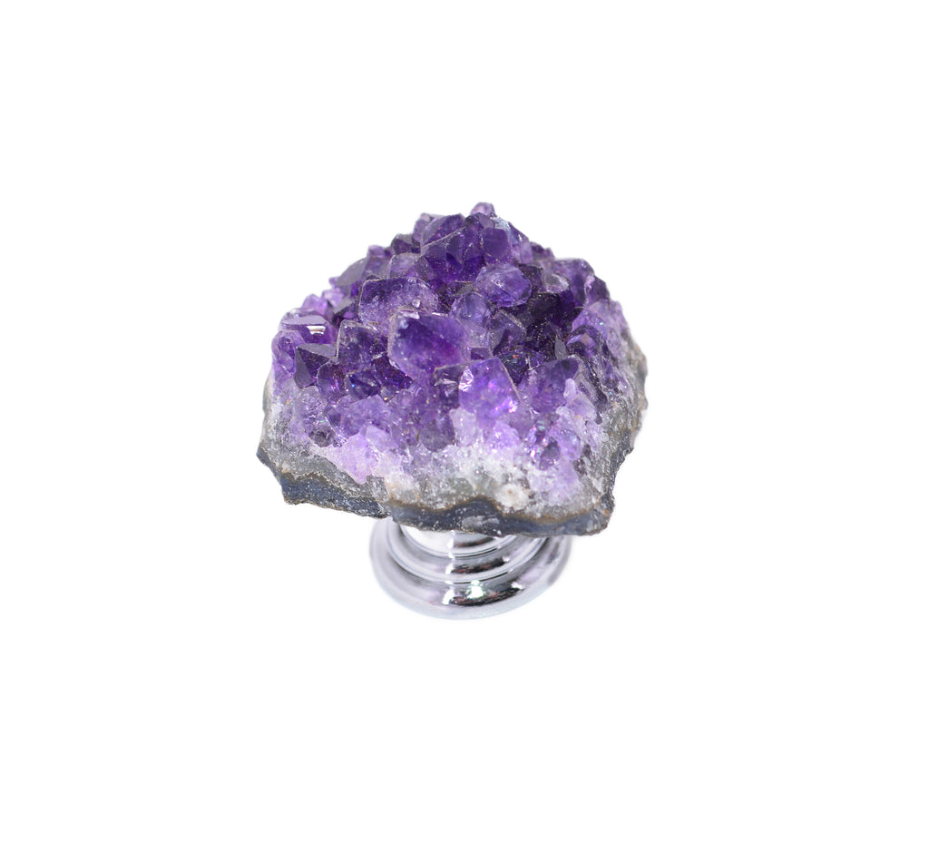 Natural Amethyst Geode Cluster Crystal Cabinet Knob Cabinet Cupboard Handle Pull