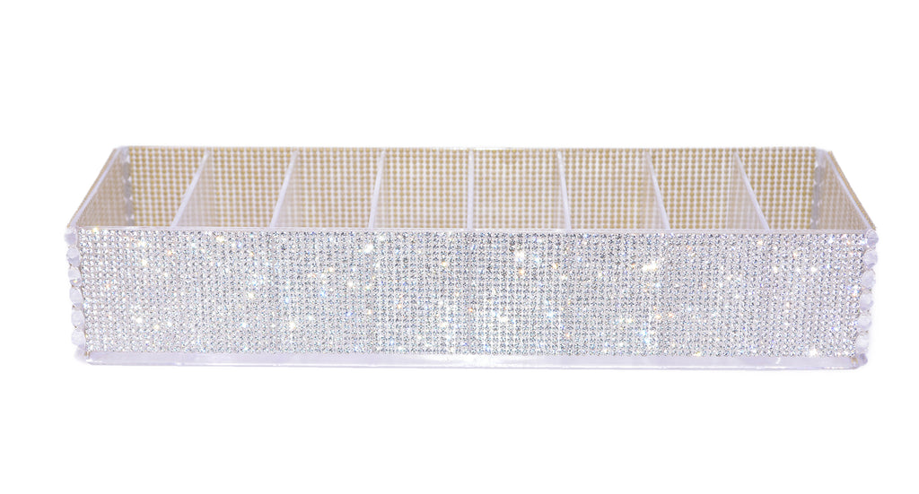 Bling Glam Bedazzled 8 Slotted Makeup Organizer with Large