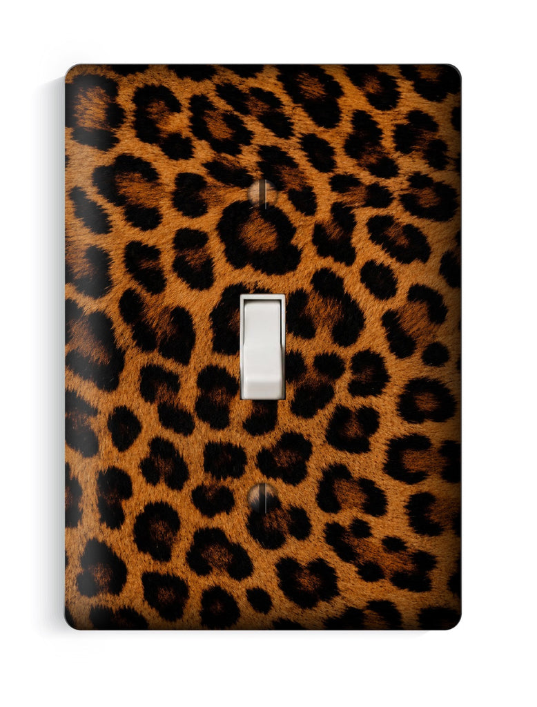 Leopard/Cheetah Fur Print Pattern Wallplate Light Switch Covers, 3.5"x5" Maxi Size, Print-to-Wall