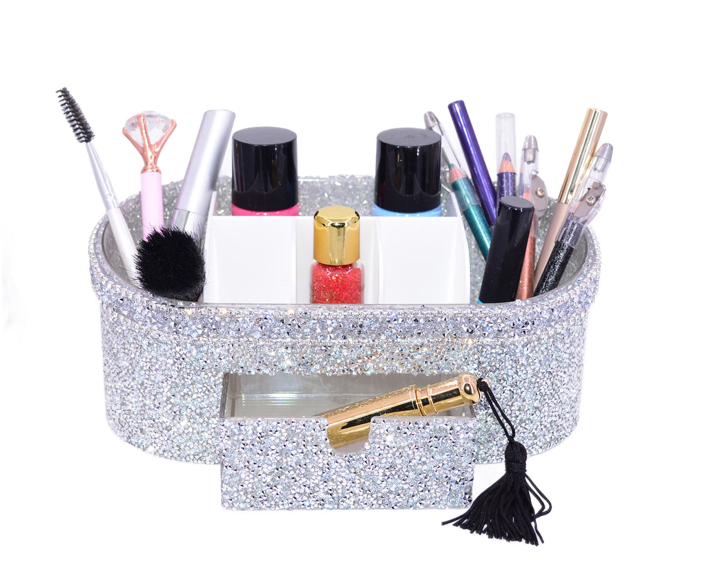 Glam Bling Bedazzled Rhinestone Cosmetic Organizer and Makeup Holder, –  Designs Ablaze