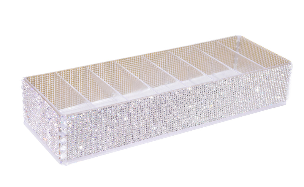 Bling Glam Bedazzled 8 Slotted Makeup Organizer with Large