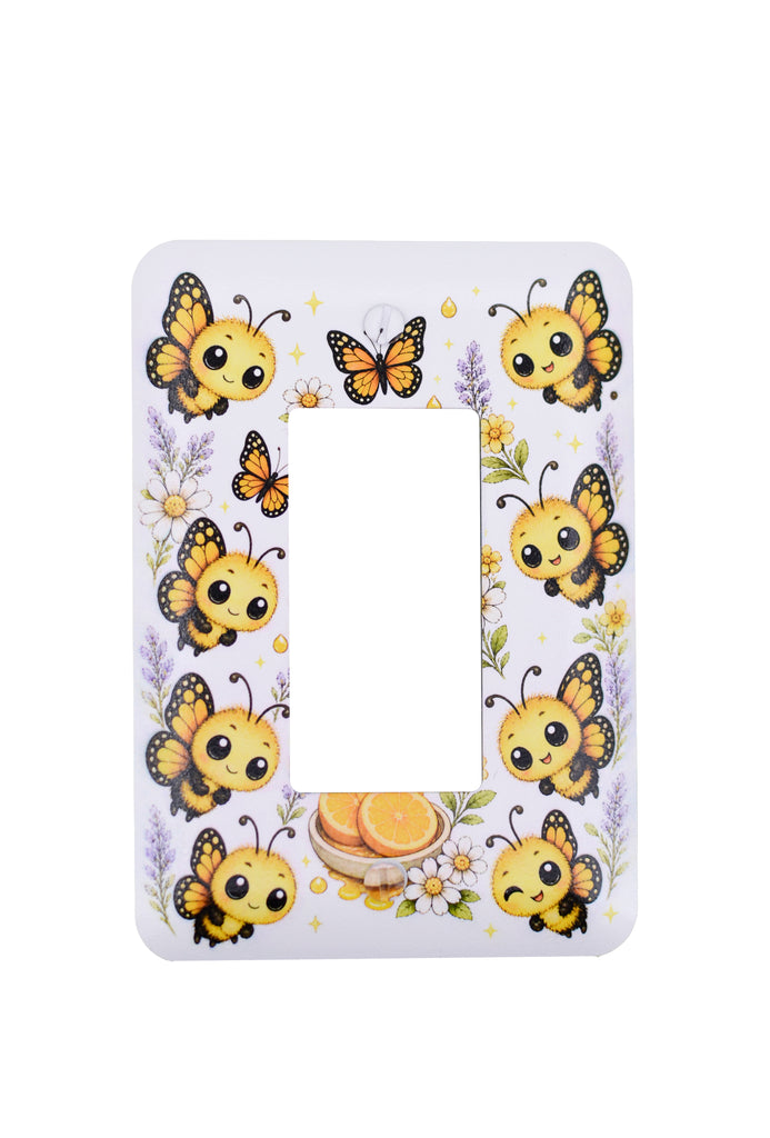 Cute Insect Bee and Butterfly Wall Plate Covers – Maxi Size 5" x 3.5" Toggle, Rocker, Printed Rocker – Cute & Playful Home Decor, Decorative Wallplates