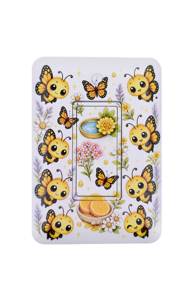 Cute Insect Bee and Butterfly Wall Plate Covers – Maxi Size 5" x 3.5" Toggle, Rocker, Printed Rocker – Cute & Playful Home Decor, Decorative Wallplates