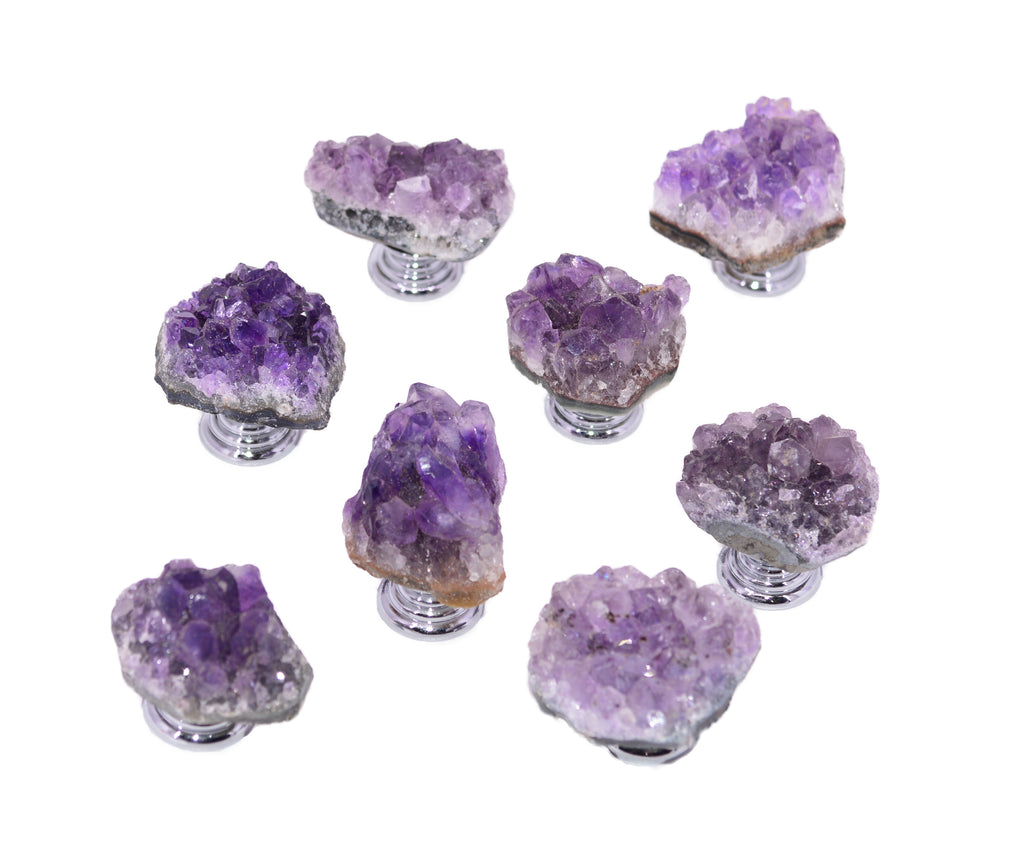 Natural Amethyst Geode Cluster Crystal Cabinet Knob Cabinet Cupboard Handle Pull