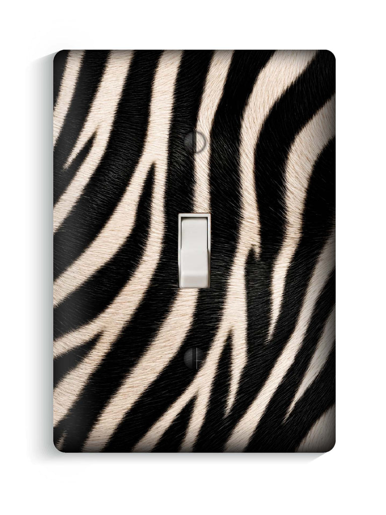 Zebra Fur Print Pattern Wallplate Light Switch Covers, 3.5"x5" Maxi Size, Print-to-Wall