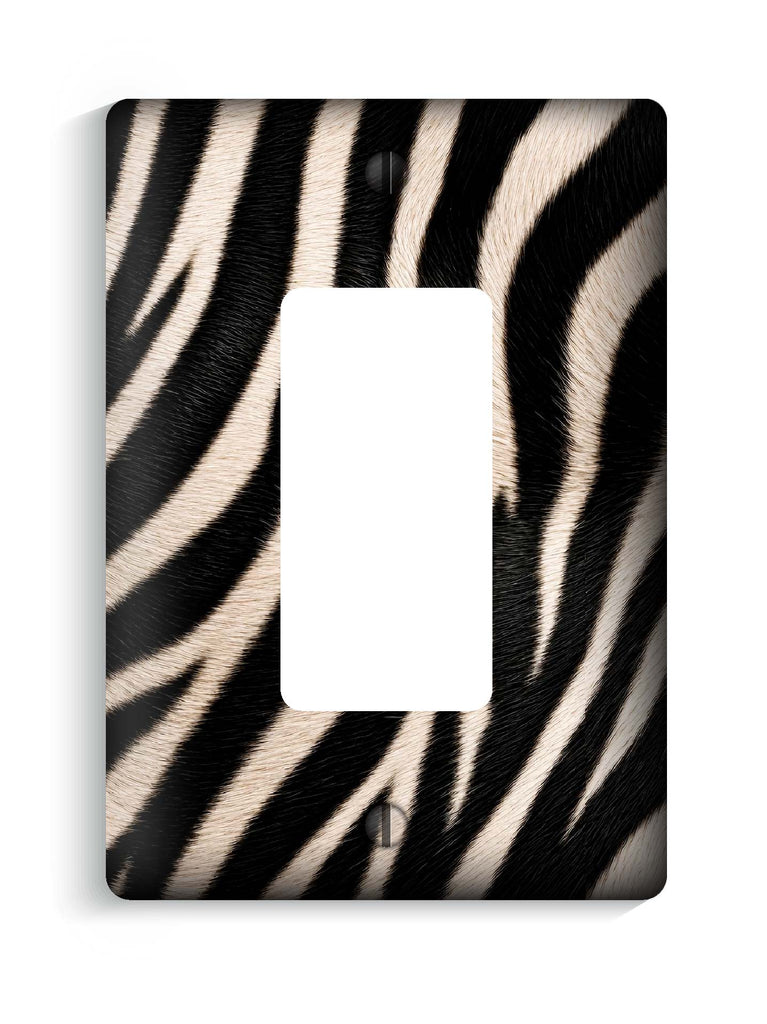 Zebra Fur Print Pattern Wallplate Light Switch Covers, 3.5"x5" Maxi Size, Print-to-Wall