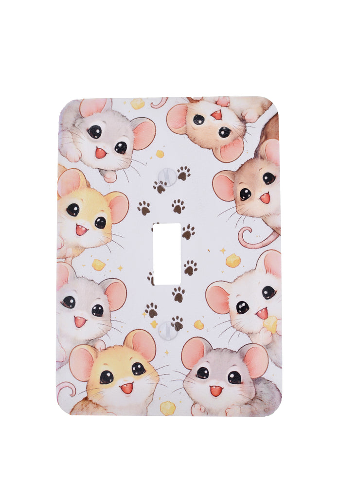 Cute Animal Cat and Mouse Wall Plate Covers – Maxi Size 5" x 3.5" Toggle, Rocker, Printed Rocker – Cute & Playful Home Decor, Decorative Wallplates