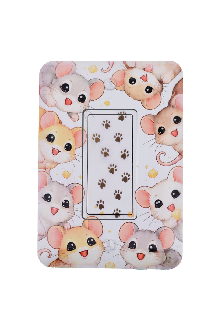Cute Animal Cat and Mouse Wall Plate Covers – Maxi Size 5" x 3.5" Toggle, Rocker, Printed Rocker – Cute & Playful Home Decor, Decorative Wallplates