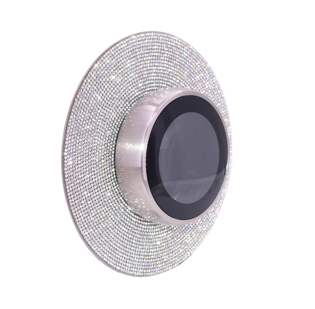Bling Glam Bedazzled Nest Thermostat Wallplate Cover, 6" Stainless Steel covered with Brilliant Rhinestones Crystal Diamonds Trim Kit Back Plate