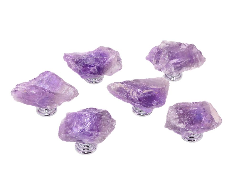 Rough-Cut Amethyst Crystal Knobs Cabinet Cupboard Handle Pull Cabinet Hardware