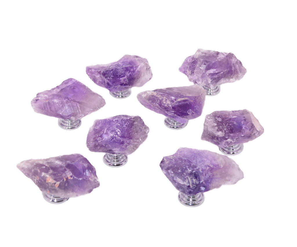 Rough-Cut Amethyst Crystal Knobs Cabinet Cupboard Handle Pull Cabinet Hardware