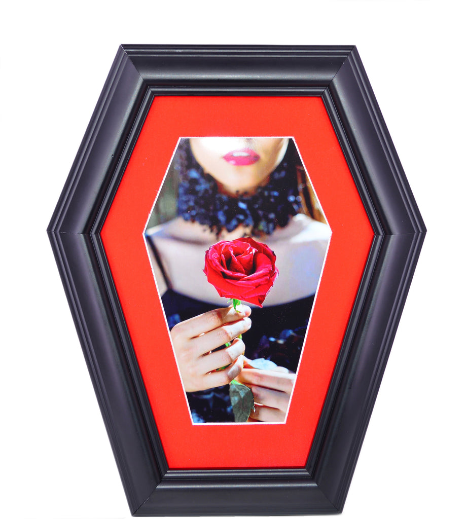 Gothic Coffin Shaped Picture Frame Home Decor 5x7 images, Hanging or Tabletop