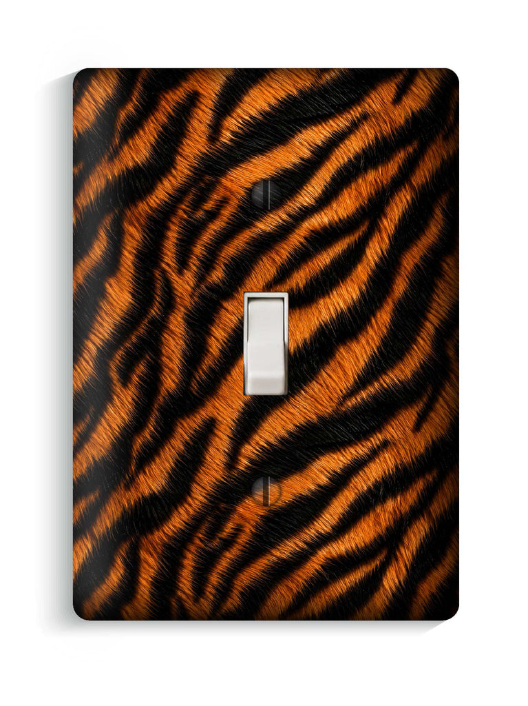 Tiger Fur Print Pattern Wallplate Light Switch Covers, 3.5"x5" Maxi Size, Print-to-Wall