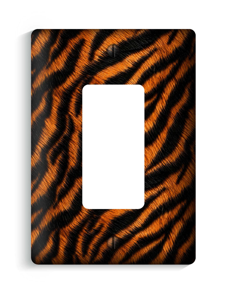 Tiger Fur Print Pattern Wallplate Light Switch Covers, 3.5"x5" Maxi Size, Print-to-Wall