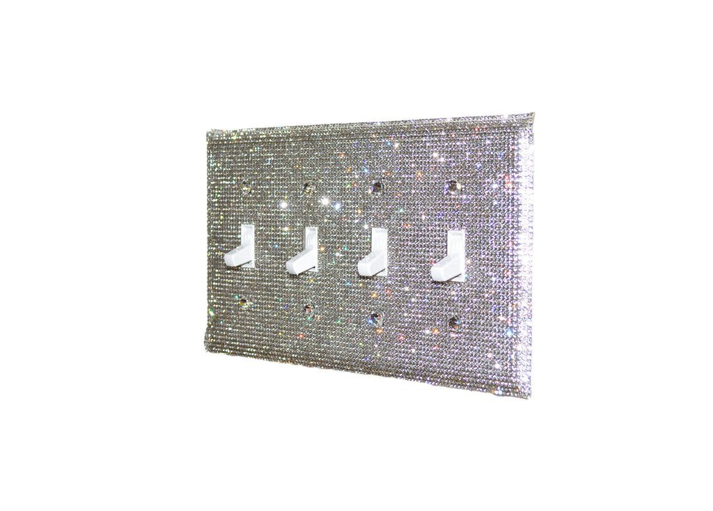 Bling Rhinestone Wall Plate Cover Quad (4 gang)