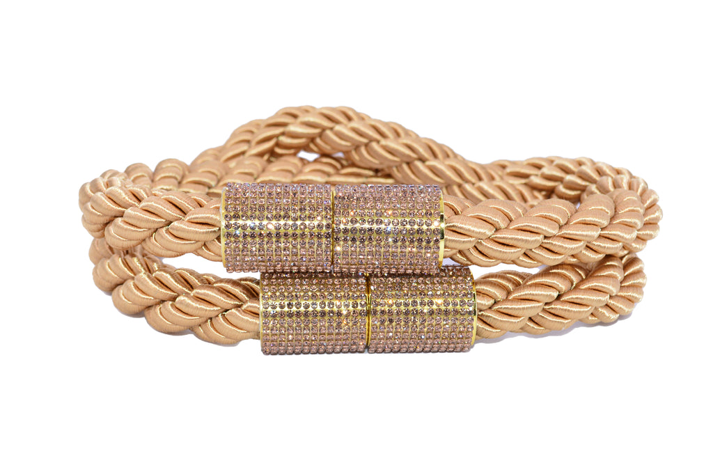 Decorative Glam Bling Crystal Rhinestone Curtain Tiebacks / Curtain Holdback with Strong Magnetic Clasps. (Set of 2)