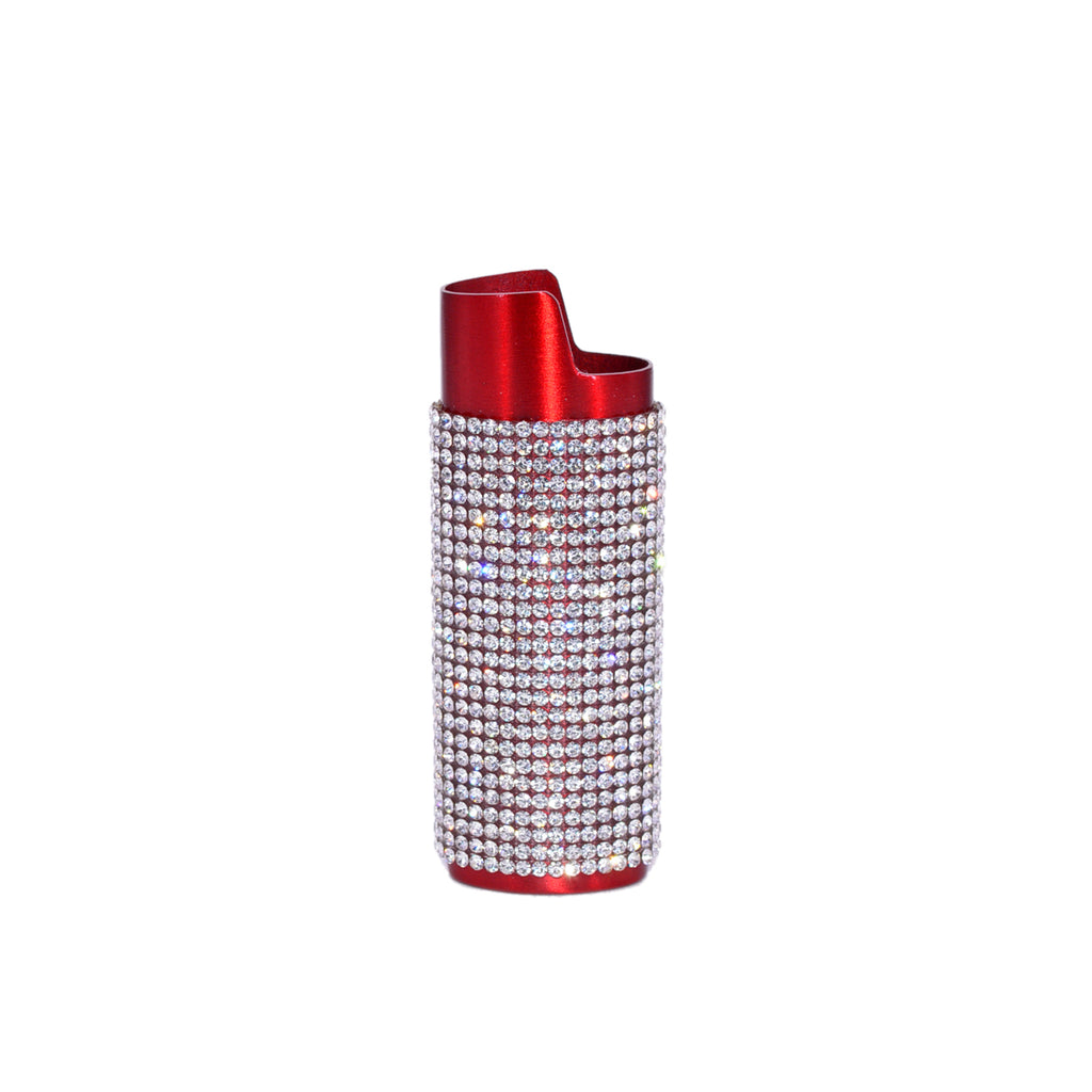 Red Lighter Cover Sleeve with Crystal Rhinestones LS7