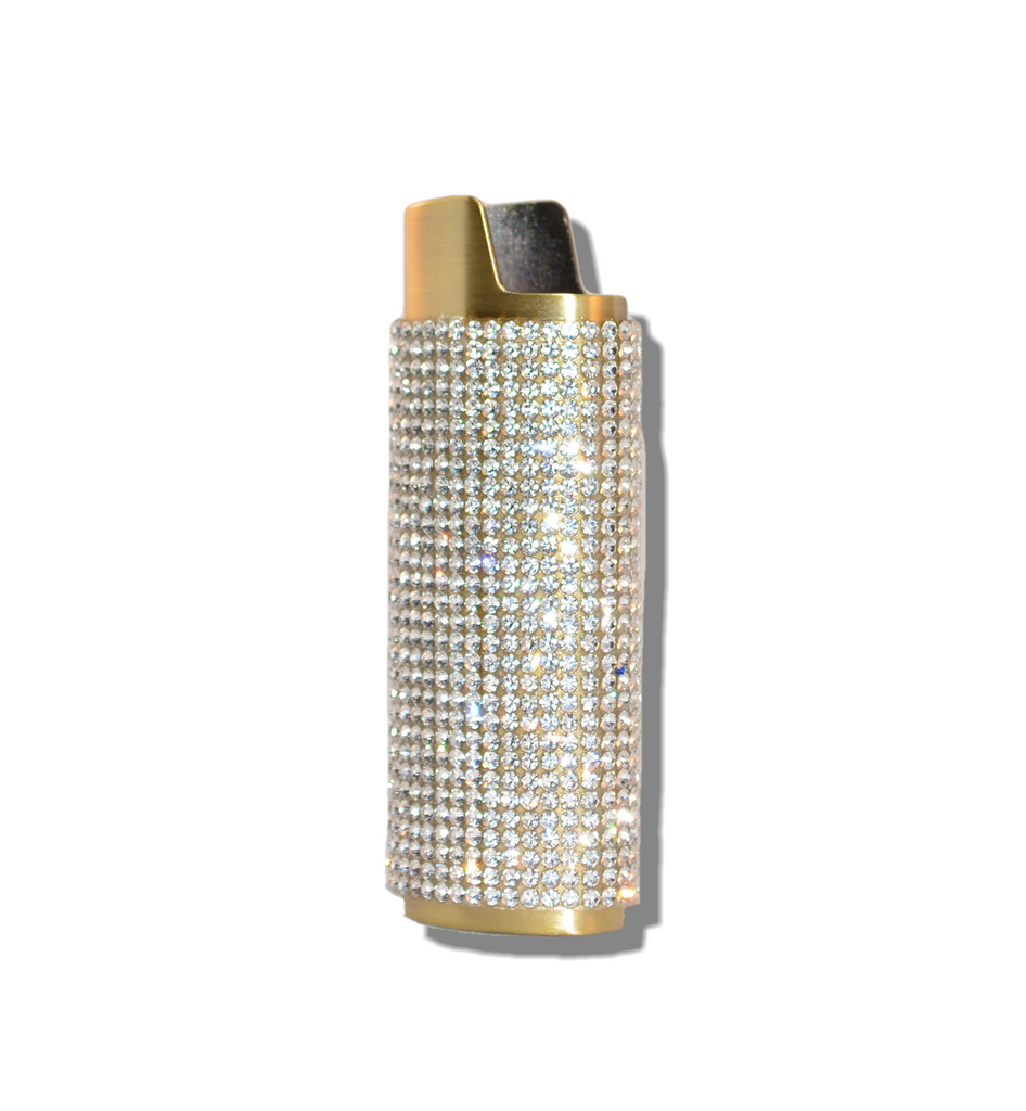 Gold Bling Lighter Case Cover Sleeve with Crystal Rhinestones LS3