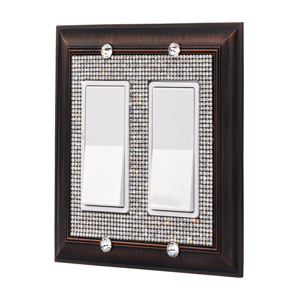 Classy Glam Rhinestone Light Switch and Outlet Covers - Rubbed Bronze
