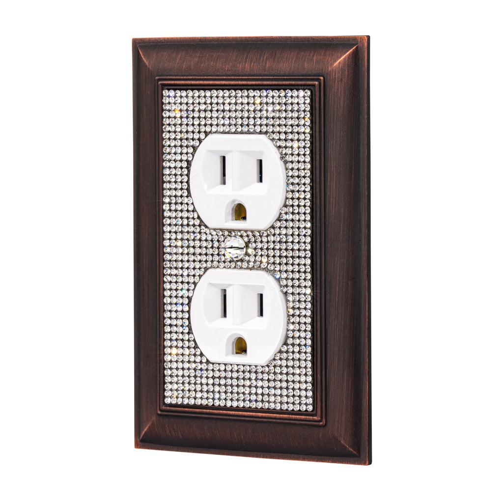 Classy Glam Rhinestone Light Switch and Outlet Covers - Rubbed Bronze