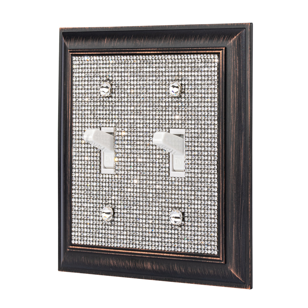 Classy Glam Rhinestone Light Switch and Outlet Covers - Rubbed Bronze
