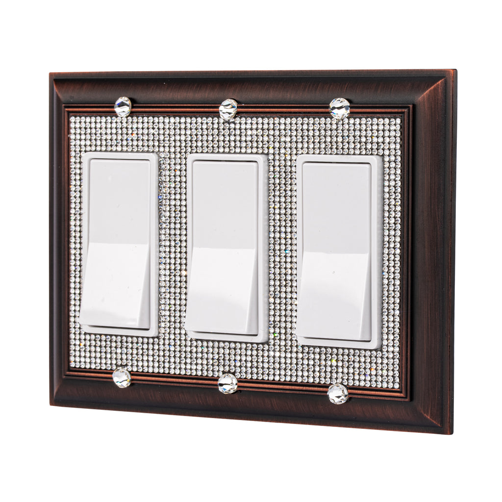 Classy Glam Rhinestone Light Switch and Outlet Covers - Rubbed Bronze