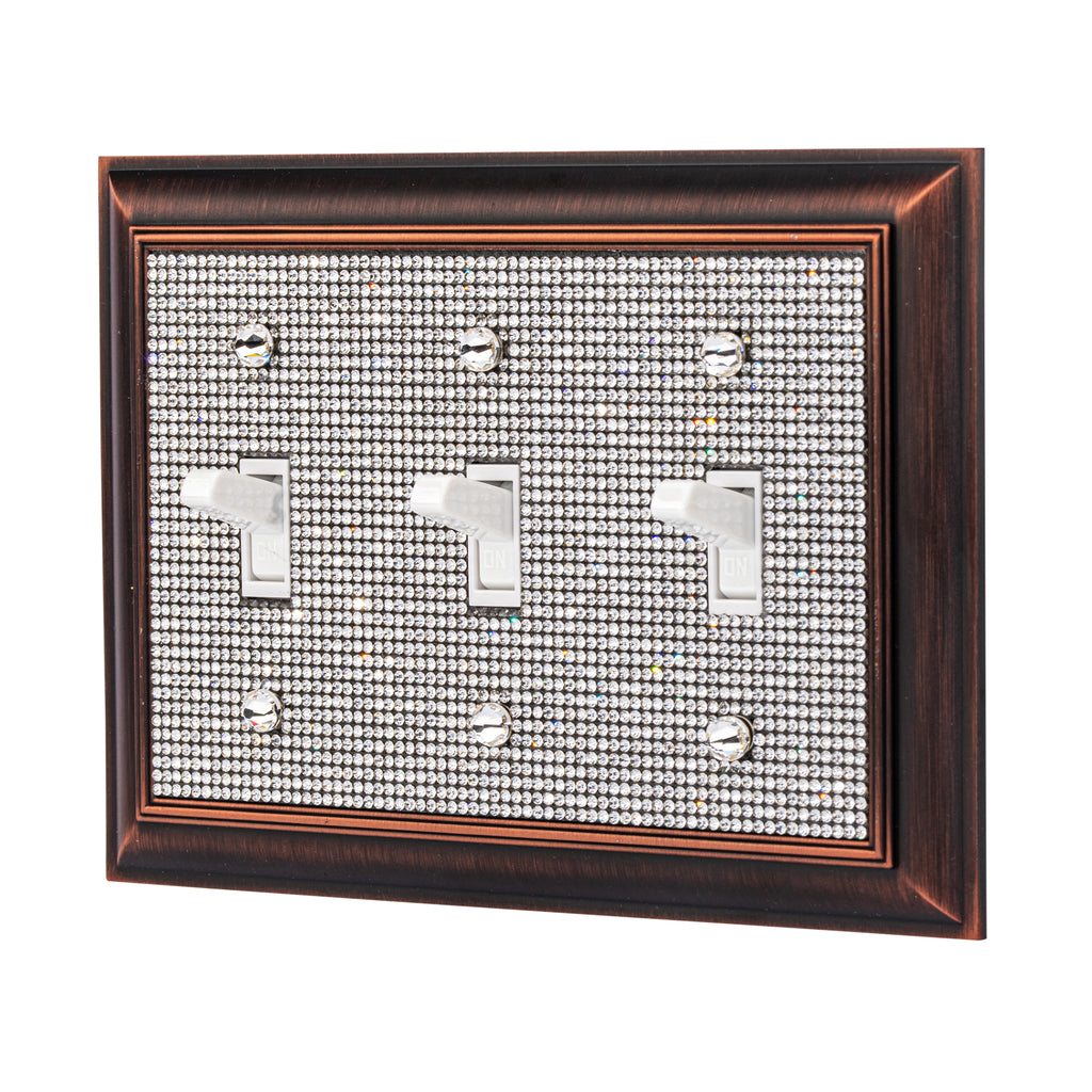 Classy Glam Rhinestone Light Switch and Outlet Covers - Rubbed Bronze